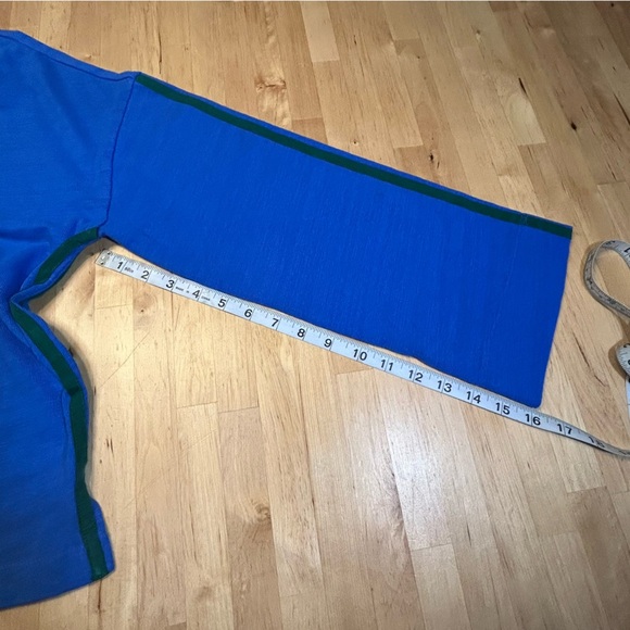NWT LOFT Blue Long Sleeve Top with Green Trim - Picture 11 of 11